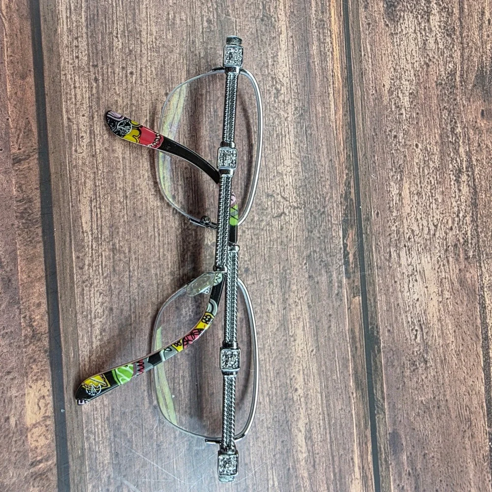 Vera Bradley Gwen Gunmetal Semi Rimless Eyeglasses Frames Rhinestone 135mm